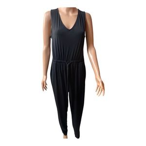 Metaphor - Black Jumpsuit with Tie Back Detail and Lots of Stretch, Size: Medium